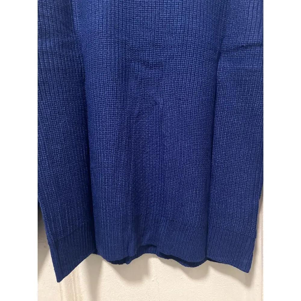 Men's Shawl Collar Knit Ribbed Pullover Sweater Navy NWOT Size L